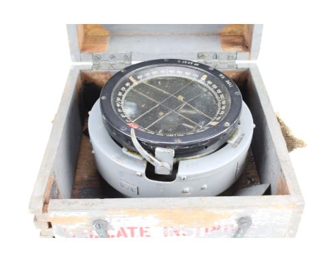 A Second World War RAF P.11 aircraft cockpit compass and transit case