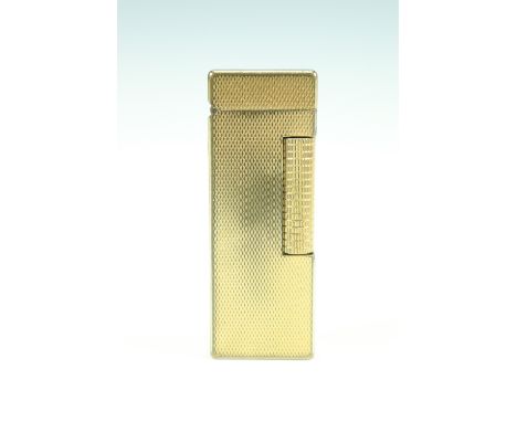 A Dunhill electroplated gold roller lighter, (a/f), 25 x 13 x 65 mm