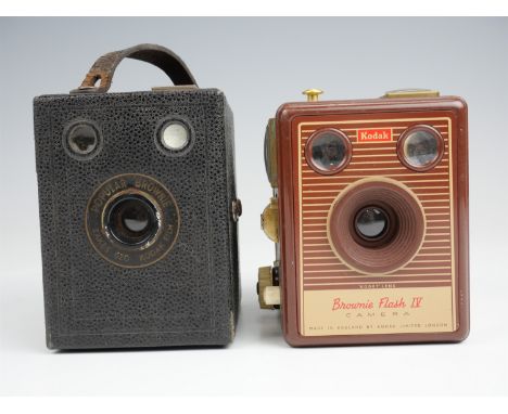 A Brownie box camera and another camera