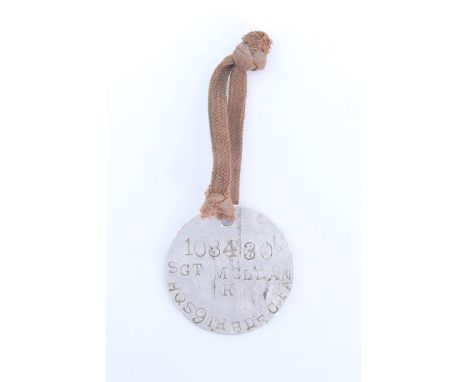 A Great War British army aluminium identity disc, that of 108430 Sgt R Mclean, HQ 9th Brigade CFA