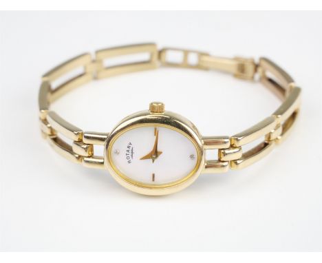 A contemporary lady's Rotary 9 ct gold dress watch, having a quartz movement with mother-of-pearl face, 2001, 16.3 g