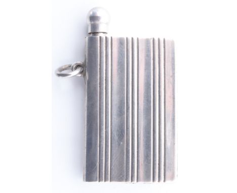 An early George V silver watch chain fob match striker lighter, London import marks, 1912, 3 cm x 23 cm