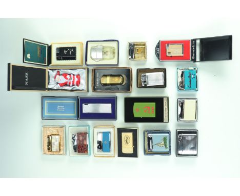 Sundry cased vintage and other lighters, including a "Brass No5", Brother-Lite, an Impact gold plated cigarette lighter, a "S