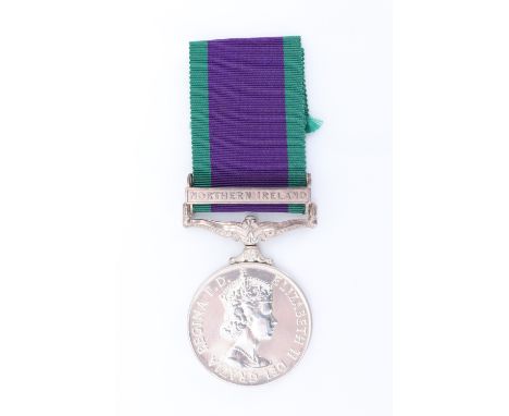 A General Service Medal with Northern Ireland clasp to 24265418 Dvr R A Hyslop, Royal Corps of Transport