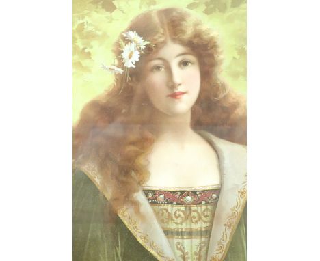 The Spirit of Spring, a Pre-Raphaelite style offset lithograph, card mounted in moulded frame under glass, 42 cm x 55 cm 