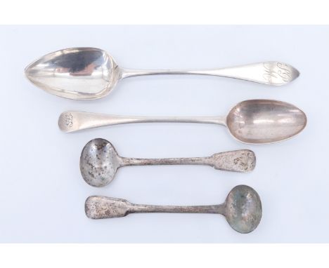 Early 19th Century provincial Scottish silver, comprising a pair of condiment spoons, D Fraser, Inverness, together with a Ce