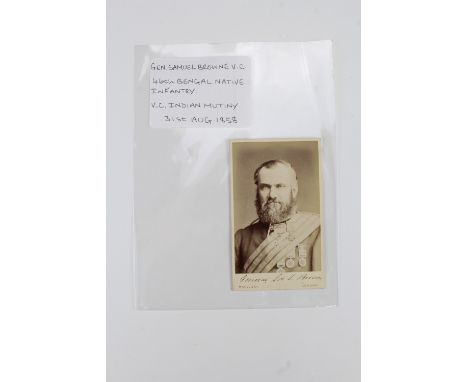 [ Victoria Cross ] A signed cartes de visite portraying General Samuel / Sam Browne. [Awarded the Victoria Cross for actions 