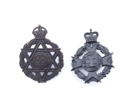 A George V - VI Jewish Chaplain's cap badge together with a QEII Army Chaplain's badge