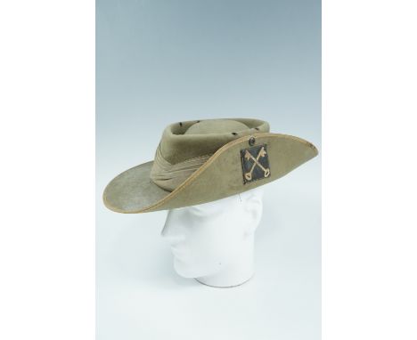 A 1942 South African manufactured military bush hat bearing a 2nd Infantry Division embroidered flash