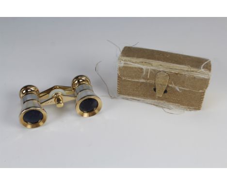 A cased pair of Binolux mother-of-pearl opera glasses