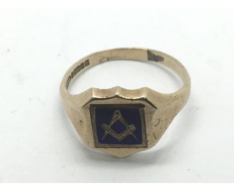 A gents 9ct gold Masonic ring, approx 5.3g and approx size Y.