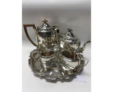 A five piece silver tea / coffee service including tray Sheffield hallmarks 1930 . 2.340 kg