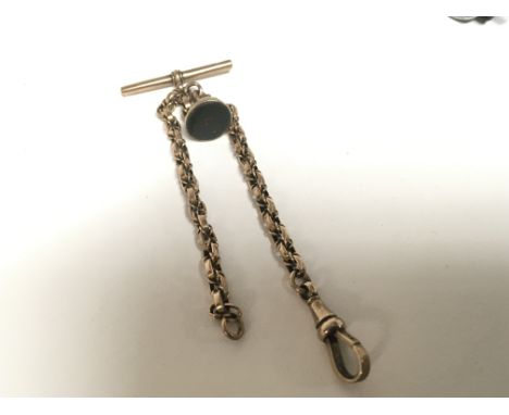 A Vintage 9carat gold watch chain with attached fob.weight 11.5g