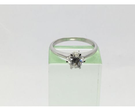 An 18ct white gold ring set with a solitaire brilliant cut diamond, approx 0.55ct, approx 2.4g and approx size K-L.