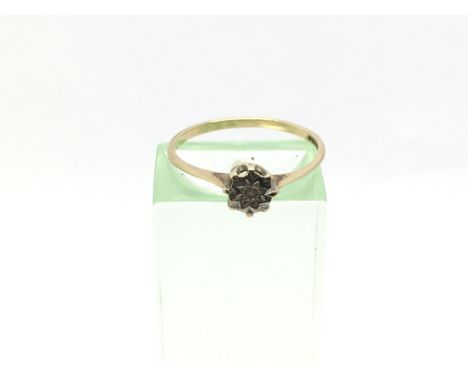 A 9ct gold ring inset with a small diamond, approx 1g and approx size L-M - NO RESERVE