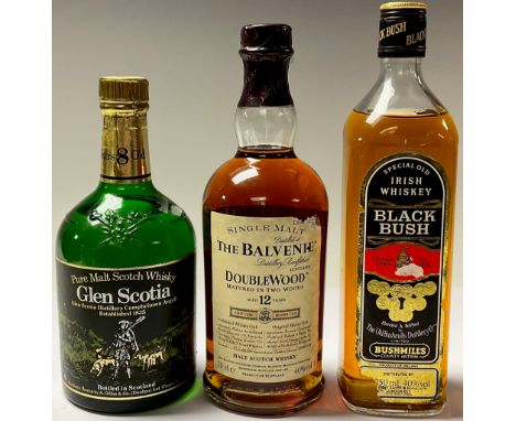 Whisky - a bottle of The Balvenie single malt, Doublewood, aged 12 years, 70cl, 40% vol; a bottle of Black Bush Irish whiskey