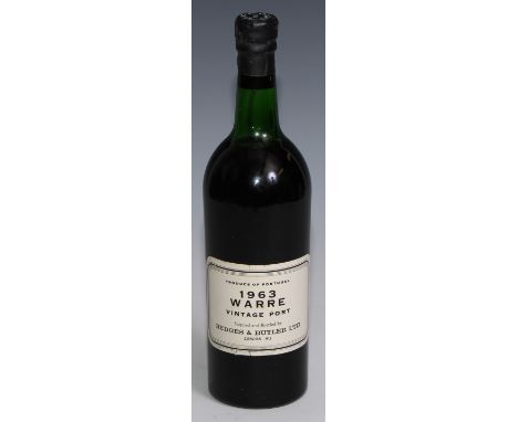 Port - Warre Vintage Port, 1963, shipped and bottled by Hedges &amp; Butler Ltd, London, sealed, paper label 
