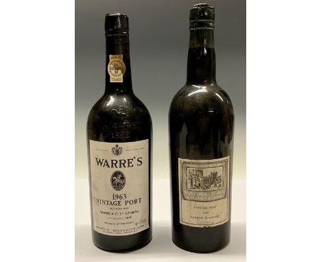 Vintage Port - Berry Bros &amp; Rudd Ltd 1955 Taylor Fladgate, sealed, paper label, level above base of neck; Warre's 1963, b