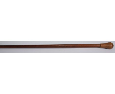 An unusual early 20th century walking cane, for a brewer, vintner of draper, domed pommel, the shaft marked out with a measur