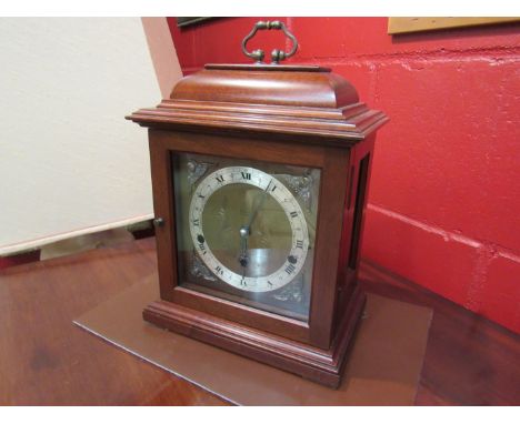 A Tilett of Norwich mahogany cased mantel clock with Westminster and Whittington chime, with F. W. Elliot Ltd movement, 32cm 
