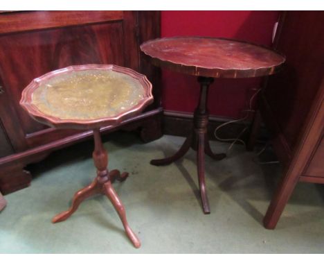 Two tripod occasional tables including leather inset example