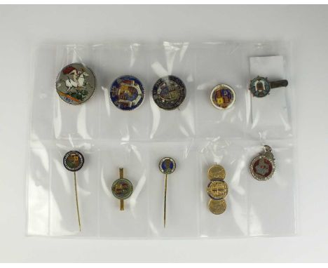 Enamel coinsA collection of enamel coins from George III, comprising crowns, halfcrowns, shillings, sixpences etc within pend