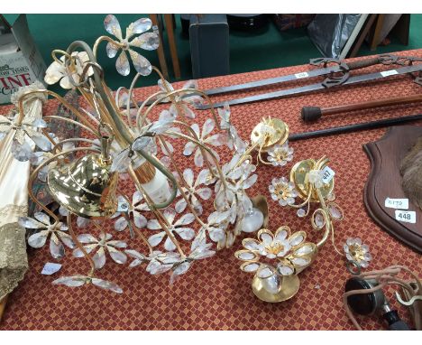A late 20th century gold plated ceiling light fitment.