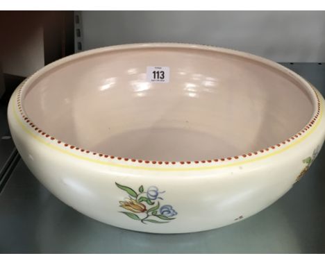 A large Poole Pottery fruit bowl, shape 299, decorated in the S/GR pattern by Iris Skinner.
