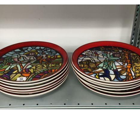 A complete set of 12 Poole Pottery Medieval Calendar Series plates, designed by Tony Morris and issued in 1972.