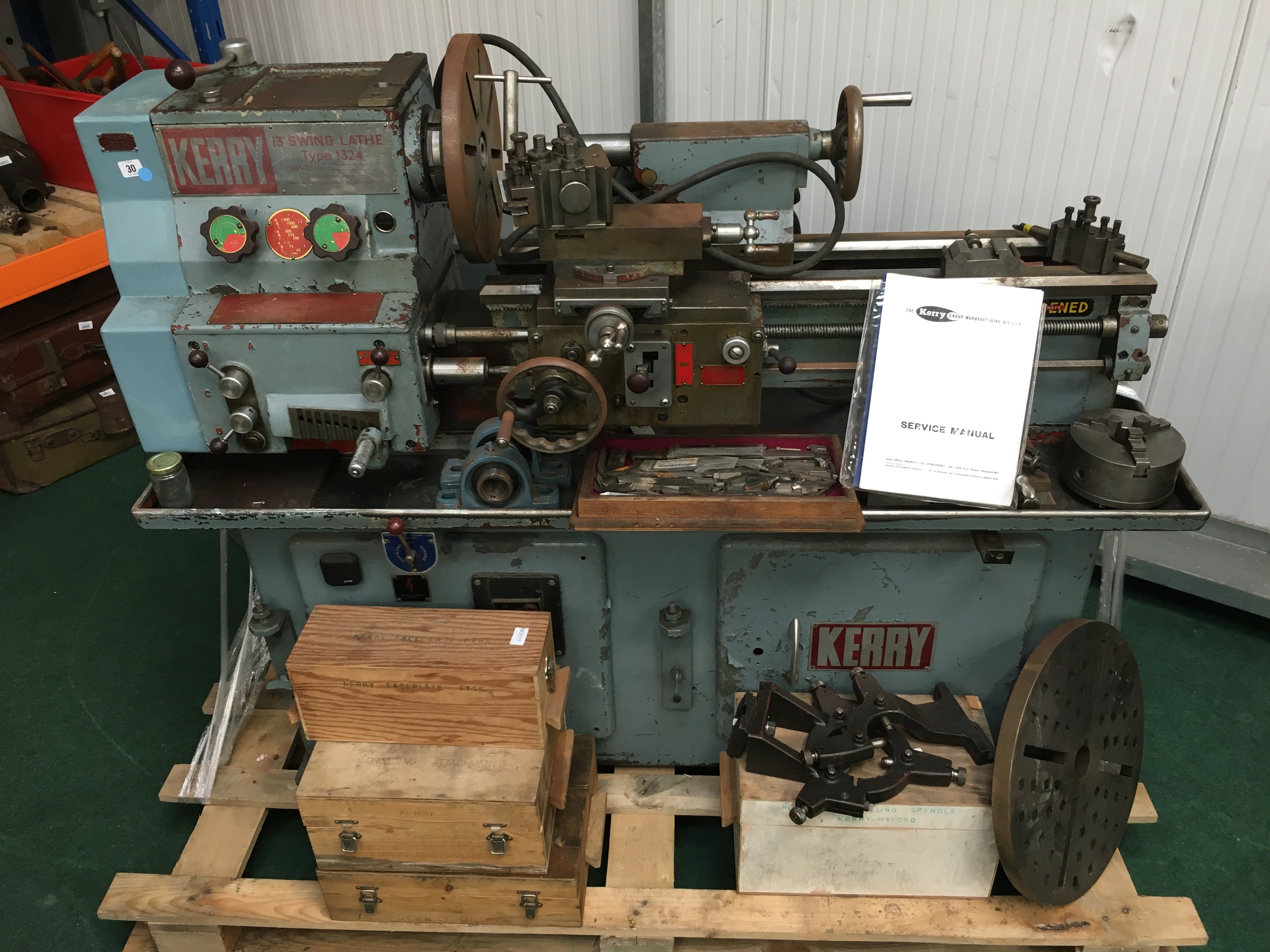 Lot 30 - A Kerry 13 inch swing lathe, Type 1324, made in England
