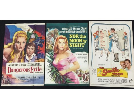 Five British film posters featuring Belinda Lee, c.1950s/60s: The Gentle Touch; Dangerous Exile; Nor The Moon By Night; A Lam
