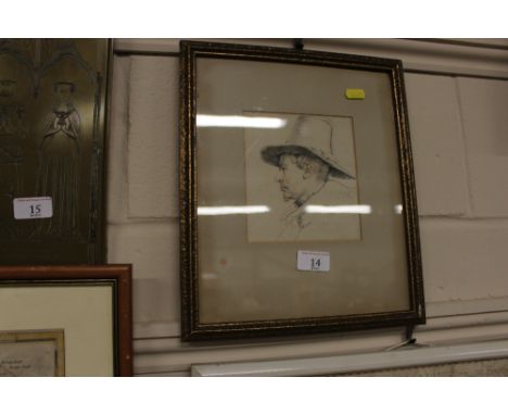 A gilt framed portrait study of a Cromwellian figure 