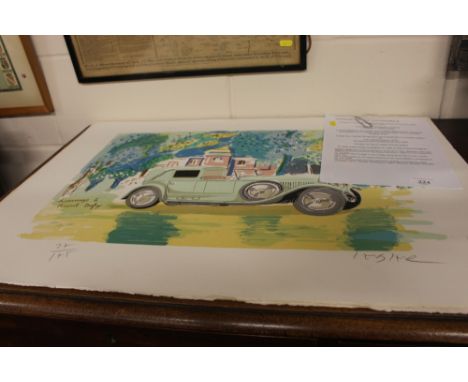After Daniel Lebier, six coloured lithographs, pencil signed "Homage to the Automobile" limited edition 175 copies 