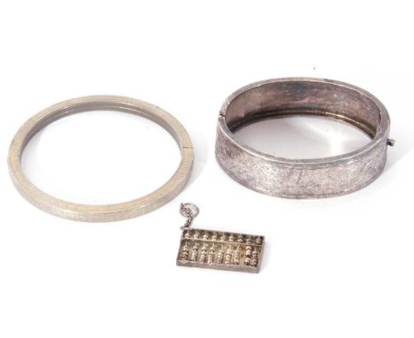 Mixed Lot: two metal bracelets together with a small  Chinese white metal abacus (3)