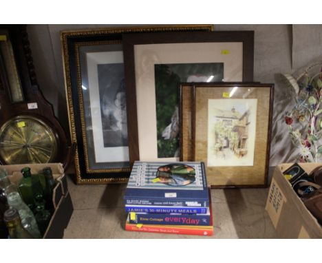 A group lot of cookery recipe books and pictures, to include owl print