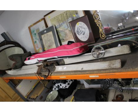 A group lot of vintage skis