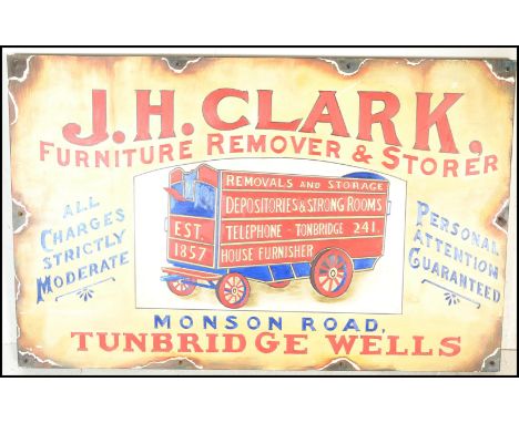 A contemporary artist's impression of a vintage enamel advertising sign for J. H. Clark furniture remover and storer, Tunbrid