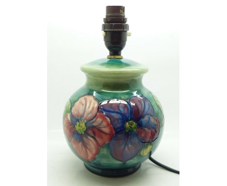 A Moorcroft clematis table lamp base, 15cm 