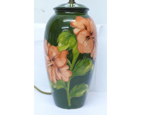 A Moorcroft hibiscus table lamp base, 25.5cm 