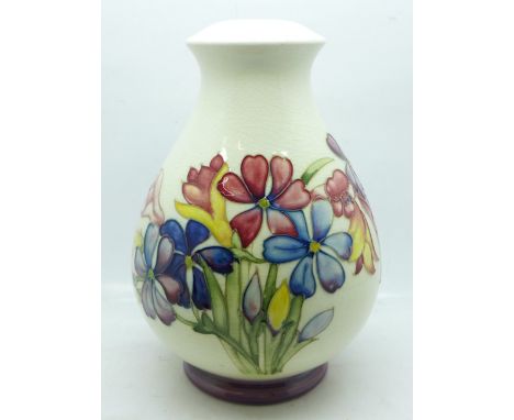 A Moorcroft spring flowers table lamp base, 18cm 
