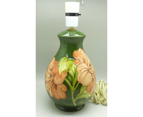 A Moorcroft hibiscus table lamp base, 20cm 