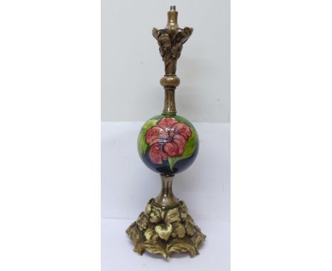 A Moorcroft hibiscus table lamp base, 38cm 