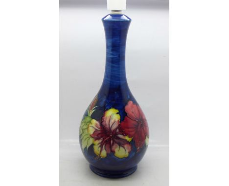 A Moorcroft hibiscus table lamp base, 27cm 