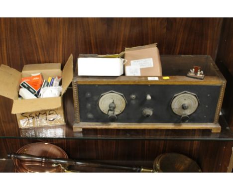 A VINTAGE VALVE RADIO A/F PLUS ACCESSORIES 