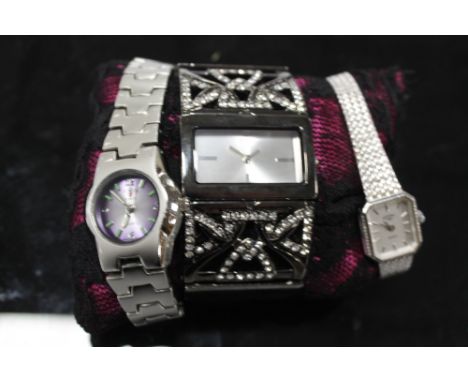 A BOXED ERICKSON BEAMON LADIES WATCH TOGETHER WITH A ROTARY WRIST WATCH, PLUS ANOTHER 