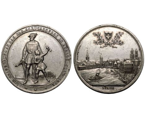 SWITZERLAND. White metal Shooting Medal, 1872. On the Federal Shooting Festival 1872.Extremely fine.Auctiones Auction 76, lot