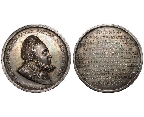 GERMANY. SAXONY-ALBERTINE. Silver Medal, 1802. By Chr. J. Krüger, on the 300th anniversary of the University of Wittenberg. T
