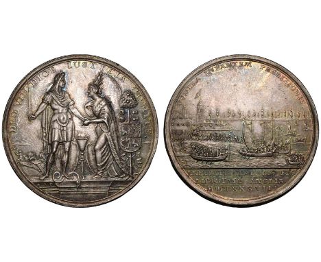 GREAT BRITAIN. James II, 1685-1688. Silver Satirical Medal, 1688. Satirical medal by R. Arondeaux, celebrating the landing of