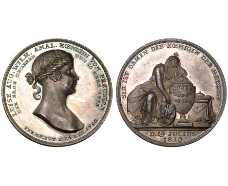 GERMANY. PRUSSIA. Friedrich Wilhelm III, 1797-1840. Silver Medal, 1810. Dies by Loos. Struck to commemorate the death of Quee