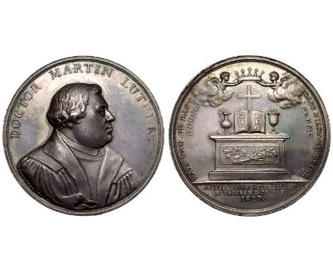 GERMANY. Silver Medal, 1817. By K. W. Höckner, on the 300th anniversary of the Reformation. Obv.: DOCTOR MARTIN LUTHER. Half-